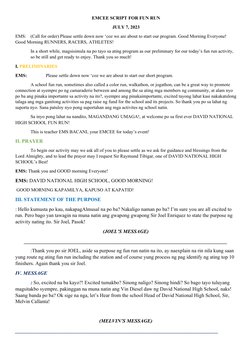 Emcee Script for David Fun Run Event | PDF | Lifestyle