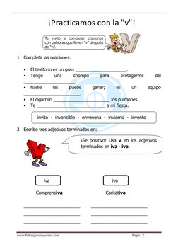 Ejercicios de uso de b y v para primaria | PDF | Estudios de idiomas ...