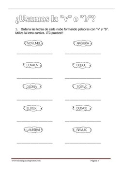 Ejercicios de uso de b y v para primaria | PDF | Estudios de idiomas ...