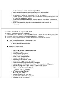o
Review/process request for re-structuring of offices
o
Review processes/procedures to conform to current trends/situation
o