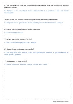 www.acessaber.com.br 
4) Por que Fox não quis dar de presente para mamãe uma flor de papoula ou uma 
graminha verde?  
R. Por