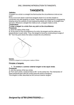 Tangent Construction in Engineering Drawing | PDF | Teaching Methods ...