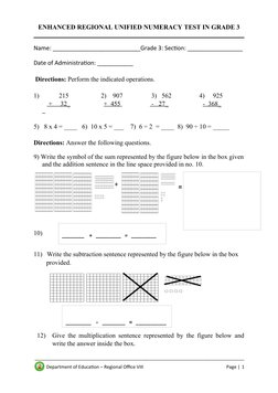 Enhanced Grade 3 Numeracy Test | PDF