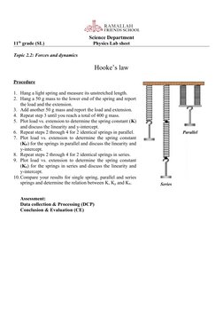 Hooke's Law Experiment Procedure | PDF