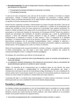 Escuela humanista. De esta se desprenden diversos enfoques psicoterapéuticos, entre los
que destacan los siguientes:
Psicoter