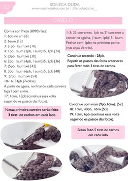 Com a cor Preto (8990) faça:
1: 6pb no am [6]
2: 6aum [12]
3: (1pb, 1aum)x6 [18]
4: 1pb, 1aum (2pb, 1aum)x5, 1pb [24]
5: (3pb