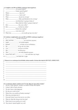 English Grammar: DO vs DOES Exercises | PDF | Self-Improvement