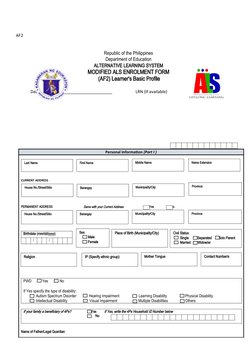 Modified ALS Enrollment Form (AF2) | PDF | Disability | Learning