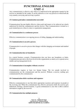 FUNCTIONAL ENGLISH 
UNIT -1 
4 
Notes by - Siddharth Singh 
Chief proctor & Assistant professor 
KIPM TECHNNICAL CAMPUS 
 
An