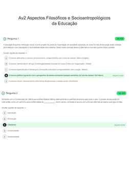 Av2 Aspectos Filosóficos e Socioantropológicos
da Educação
