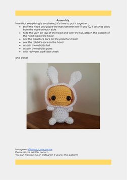 Assembly :
Now that everything is crocheted, it’s time to put it together :
●
stuff the head and place the eyes between row 1