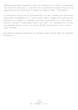 Hashem me está dando el poder de lograr mis objetivos en la vida), la sinceridad 
(en lograr mis objetivos) y la devoción (en