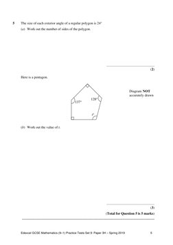 Edexcel GCSE Maths Practice Test Set 9 | PDF | Area | Triangle