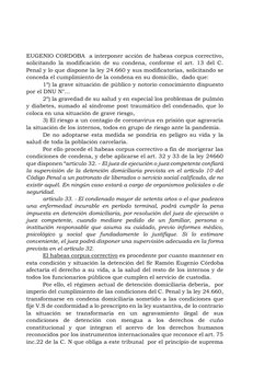 EUGENIO CORDOBA  a interponer acción de habeas corpus correctivo, 
solicitando la modificación de su condena, conforme el