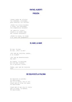 RAFAEL ALBERTI
PREGÓN
¡Vendo nubes de colores:
las redondas, coloradas,
para endulzar los calores!
¡Vendo los cirros morados