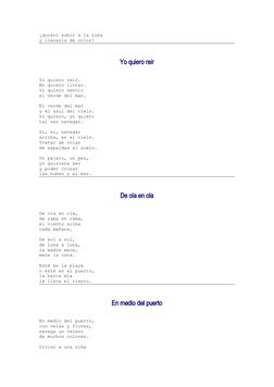 ¡quiero subir a la Luna 
y llenarla de color!
Yo quiero reir
 
Yo quiero reir.                  
No quiero llorar. 
Yo quiero