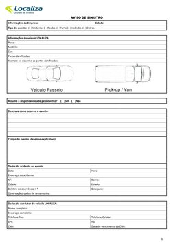 1 
 
AVISO DE SINISTRO 
Informações da Empresa: