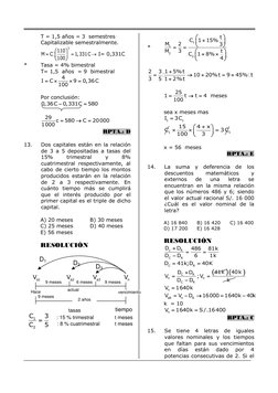 T = 1,5 años = 3  semestres 
 
Capitalizable semestralmente. 
 
3
110
M
C
1,331C
100








 I= 0,331C 
*