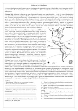 Civilizações Pré-Colombianas 
 
Povos pré-colombianos são aqueles que viviam na América antes da chegada de Cristóvão Colombo
