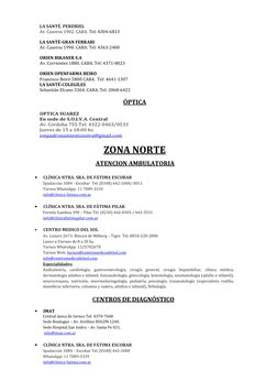 LA SANTÉ. PERDRIEL 
Av. Caseros 1902. CABA. Tel: 4304-6813 
 
LA SANTÉ-GRAN FERRARI 
Av. Caseros 1990. CABA. Tel: 4363-24