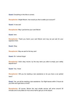 Hotel Check-Out Procedure Script | PDF