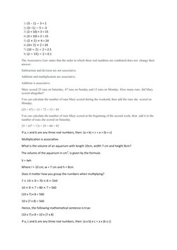 1) (5 – 1) − 3 = 1 
2) (3−1) − 5 = -3
3) (2 + 10) + 3 = 15 
4) (3 + 10) + 2 = 15 
5) (2 × 3) × 4 = 24 
6) (4× 3) × 2 = 24 
7)