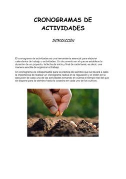 CRONOGRAMAS DE
ACTIVIDADES
INTRODUCCIÓN
El cronograma de actividades es una herramienta esencial para elaborar
calendarios de