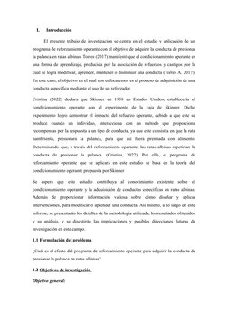 I.
Introducción
      El presente trabajo de investigación se centra en el estudio y aplicación de un
programa de reforzamien