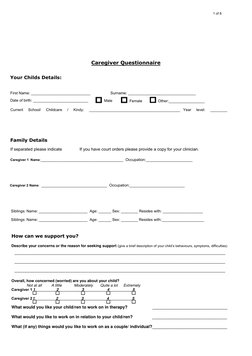 Thank you for taking the time to complete this document. Your clinician, and All About Kids, will 
appreciate your informatio