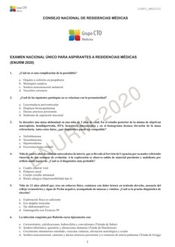 1
Grupo CTO
Medicina
SIM05_RMD2020
ENURM-2020
CONSEJO NACIONAL DE RESIDENCIAS MÉDICAS
Grupo CTO
Medicina
EXAMEN NACIONAL ÚNIC