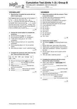HighNote2 Cumulative Test Units01 02 GroupB | PDF | English Language ...