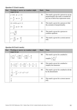 Summer 2022 GCSE Maths 1H Mark Scheme | PDF | Science