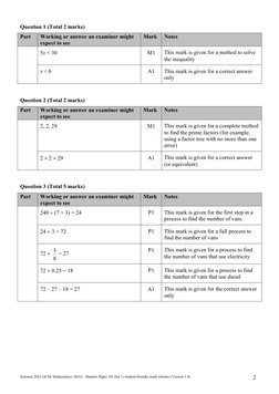 Summer 2022 GCSE Maths 1H Mark Scheme | PDF | Science
