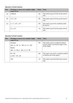Summer 2022 GCSE Maths 1H Mark Scheme | PDF | Science