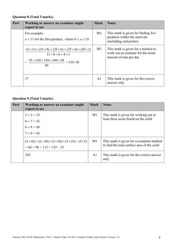 Summer 2022 GCSE Maths 1H Mark Scheme | PDF | Science