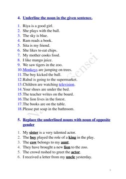 Noun Worksheet for Class 5 with Answers | PDF