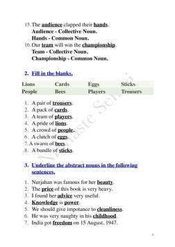 Noun Worksheet for Class 5 with Answers | PDF