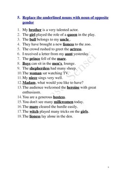 Noun Worksheet for Class 5 with Answers | PDF