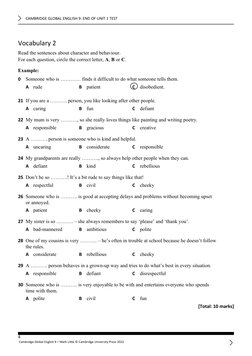 Cambridge Global English 9 Unit 1 Test | PDF | Ellipsis | English Language