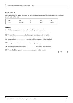 Cambridge Global English 9 Unit 1 Test | PDF | Ellipsis | English Language
