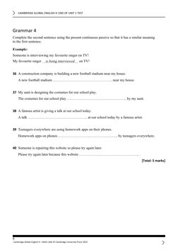 Cambridge Global English 9 Unit 1 Test | PDF | Ellipsis | English Language