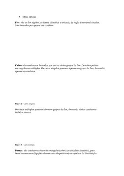 
fibras ópticas
Fios: são os fios rígidos, de forma cilíndrica e esticada, de seção transversal circular.
São formados por a