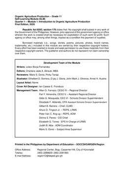 Quarter 1 - Module 1: Organic Agriculture Production | PDF ...