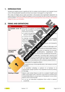 © WHRP-1 
Version: 1.0 
Insert Date 
Page 4 of 14 
 
1. INTRODUCTION 
Working at heights pose a significant risk to workers a