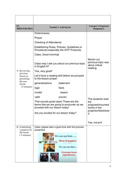 Making Generalizations in Lesson Plans | PDF | Learning | Cognition