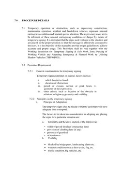7.0 
PROCEDURE DETAILS  
  
7.1  Temporary operation or obstruction, such as expressway construction, 
maintenance op