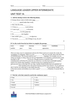 Unit Test 1A | PDF | Communication | Vocabulary