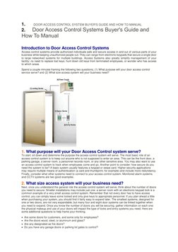 1. 
 DOOR ACCESS CONTROL SYSTEM BUYER'S GUIDE AND HOW TO MANUAL 
2. 
Door Access Control Systems Buyer's Guide and 
How To Ma
