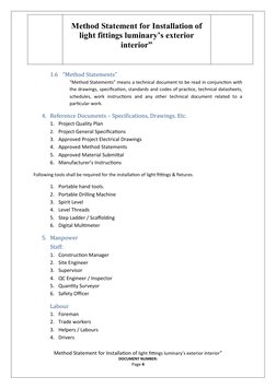 Light Fittings Installation Method Statement | PDF | Specification ...