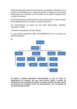 El jefe de producción supervisa dos secciones: ensamblaje e informática. En la
sección de ensamblaje hay un equipo de persona
